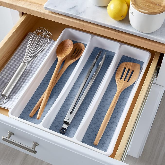 Copco Basics 3 Compartment Drawer Organizer, 15.74 x 12.79 x 1.75-Inch, Faded Denim