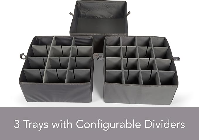 Covermates Keepsakes Hanging Closet Organizer Set - Heavy Duty Material, Sturdy Interior Shelves, Includes Trays with Dividers - Closet Storage, Beige Heather