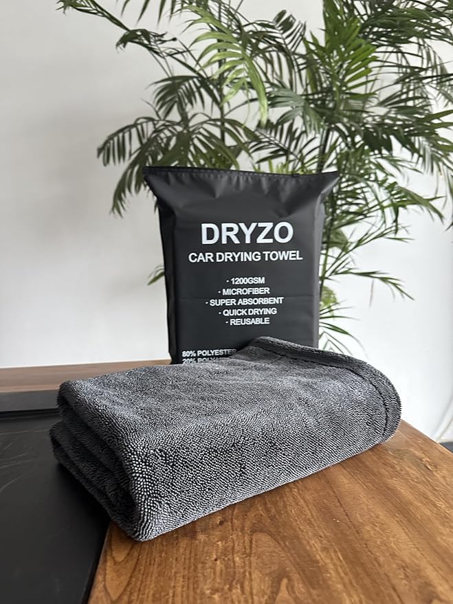 Car Drying Towel Microfiber - 24"x36" Jumbo Size, 1200 GSM Ultra-Thick, Scratch-Free & Super Absorbent, Zero-Lint Cloth for Car, Truck & SUV Pro Detailing - Dries Entire Vehicle in One Pass