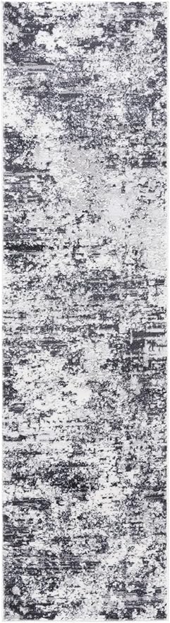 SAFAVIEH Amelia Collection Area Rug - 2'2" x 6' Runner, Charcoal & Ivory, Modern Abstract Design, Non-Shedding & Easy Cleaning, Ideal for Living Room, Hallway, Foyer, Entryway, Bedroom (ALA705H)