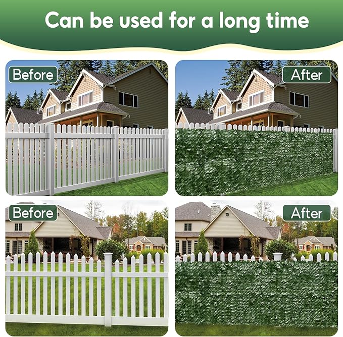 Artificial Ivy Privacy Fence Screen, 120x40 inch Artificial Hedge Grass Wall，Faux Ivy Fence Privacy Screen，Decoration for Patio, Balcony, Garden, Backyard Indoor Outdoor Decor
