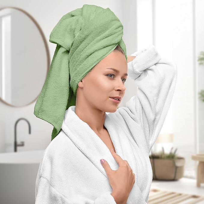 Avalon Towels Luxury 8 Piece Sage Green Towels Set, 2 Bath Towels, 2 Hand Towels and 4 Washcloths, 600 GSM 100% Ring Spun Cotton Highly Absorbent Green Bathroom Towels, Ideal for Hotel, Spa and Gym