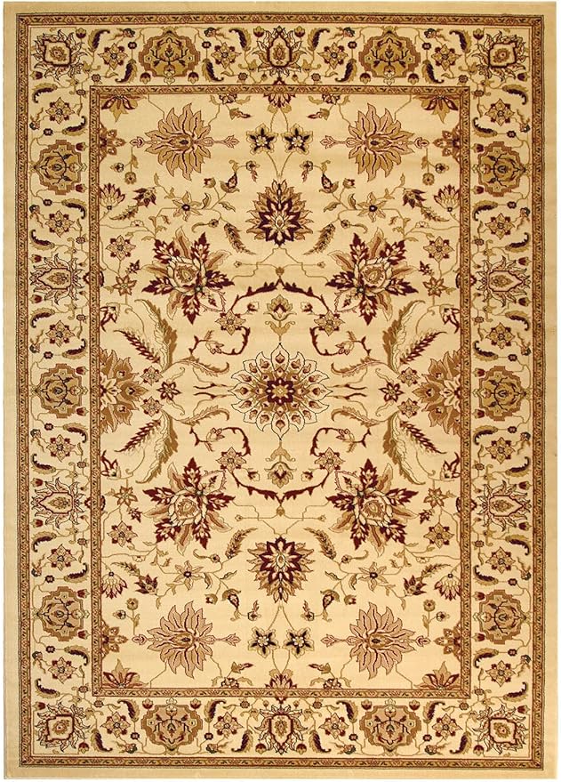 SAFAVIEH Lyndhurst Collection Area Rug - 6' x 9', Ivory & Ivory, Traditional Oriental Design, Non-Shedding & Easy Care, Ideal for High Traffic Areas in Living Room, Bedroom (LNH216A)