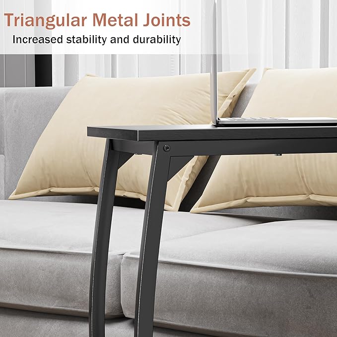 C Shaped End Table Set of 2,Side Table for Couch,Curved Support Legs, Slide Under Couch Table for Sofa, TV Tray Table for Living Room Bedroom(Black)