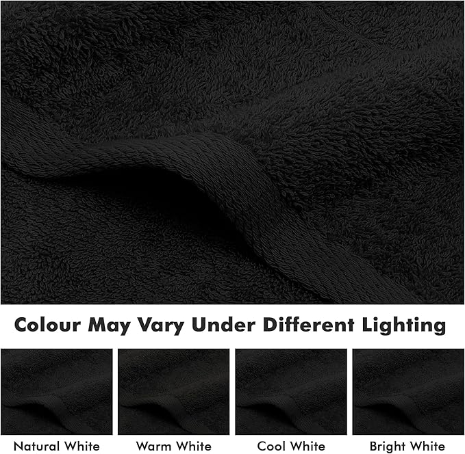 100% Cotton Hand Towels for Bathroom – Soft & Absorbent Towel Set– Pack of 6 Small Towel (34x20in) – Quick Dry Luxury Cotton Hand Towels – Black