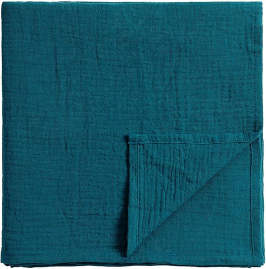 Meracorallo Muslin Swaddle Blanket, 100% Cotton Receiving Blanket Soft and Breathable Swaddle Wrap for Baby Boys and Girls, Teal Blue