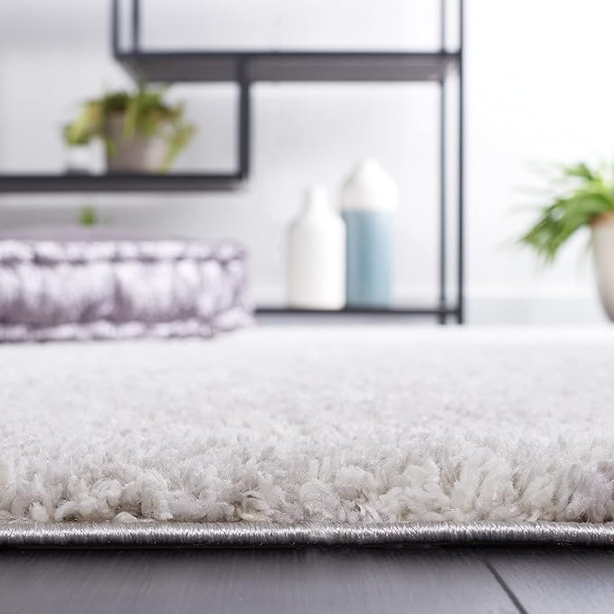 SAFAVIEH Berber Shag Collection Area Rug - 6' x 9', Grey & Ivory, Modern Design, Non-Shedding & Easy Care, 1.2-inch Thick, Ideal for The Living Room, Bedroom, Dining Room (BER563G-6)