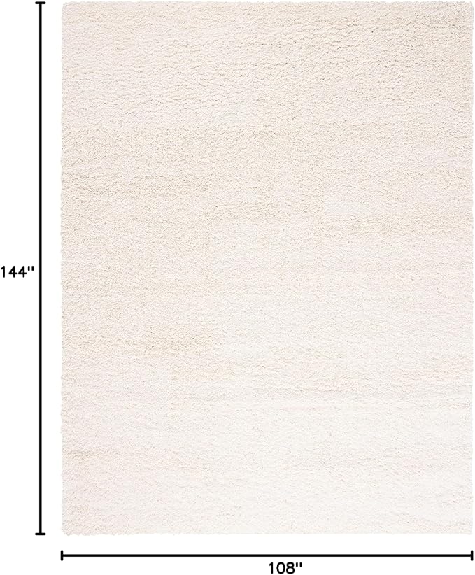 SAFAVIEH Santa Monica Shag Collection Area Rug - 9' x 12', Ivory, Solid Design, Non-Shedding & Easy Care, 2-inch Thick Ideal for High Traffic Areas in Living Room, Bedroom (SGN725-1212)