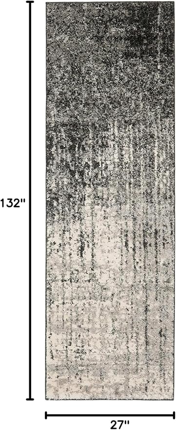 SAFAVIEH Retro Collection Runner Rug - 2'3" x 11', Black & Light Grey, Modern Abstract Design, Non-Shedding & Easy Care, Ideal for High Traffic Areas in Living Room, Bedroom (RET2770-9079)