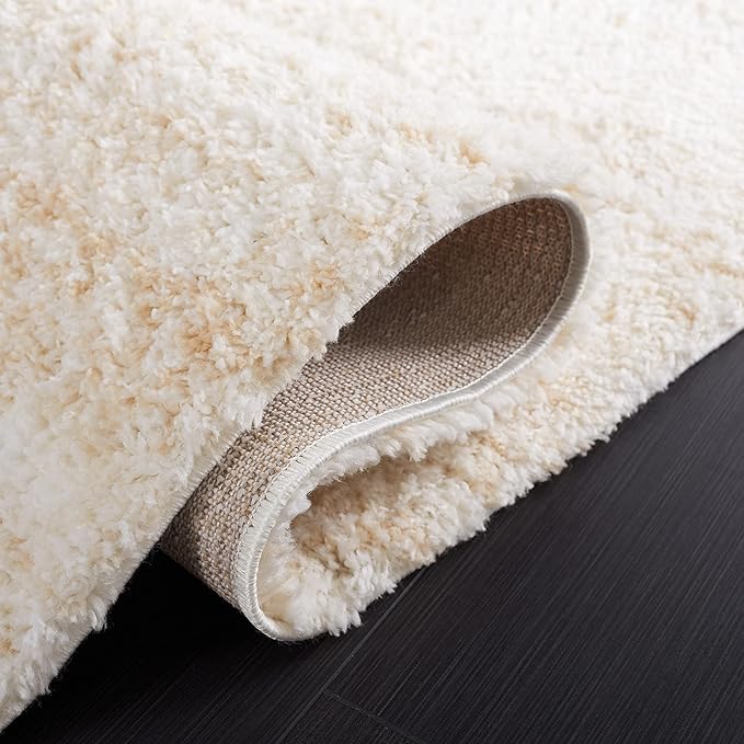 SAFAVIEH Berber Shag Collection Accent Rug - 4' Square, Ivory & Beige, Modern Design, Non-Shedding & Easy Care, 1.2-inch Thick, Ideal for The Living Room, Bedroom, Dining Room (BER563A-4SQ)