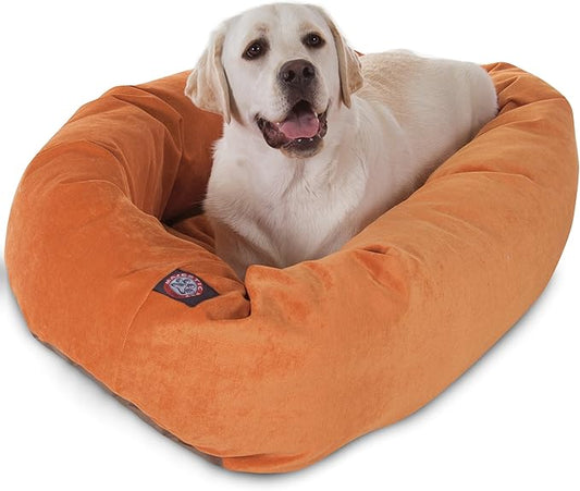 Majestic Pet Villa 40 Inch Shredded Memory Foam Dog Bed for Large Sized Dog 40x29x9 Inch–Orthopedic Pet Bed with Removable Washable Cover-Washable Large Puppy Mat with Head Support-Orange