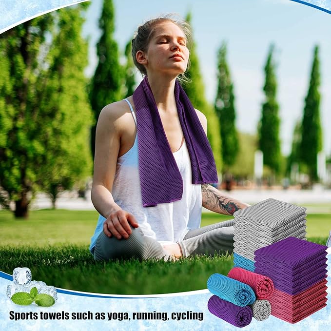100 Pack Cooling Towel - Microfiber Cold Sports Sweat Rags Neck & Face Breathable Ice Chilly Towel for Gym Yoga Golf Workout Beach Accessories