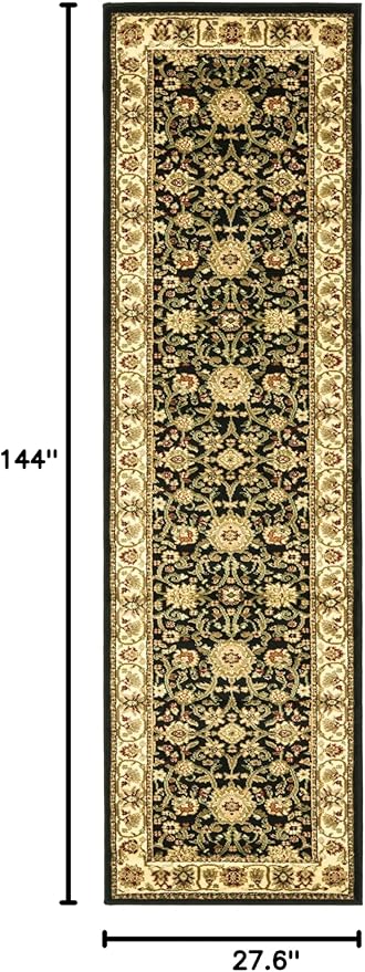 SAFAVIEH Lyndhurst Collection Runner Rug - 2'3" x 12', Black & Ivory, Traditional Oriental Design, Non-Shedding & Easy Care, Ideal for High Traffic Areas in Living Room, Bedroom (LNH212A)