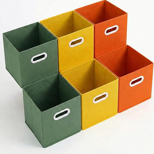 11 inch Cube Storage Organizer, Closet Organizers and Storage Bins with Handle, Collapsible Storage Bins for Shelves, Baskets Box for Clothes, Home, Toy, Lego, Fabric, Pack of 6