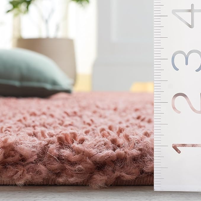SAFAVIEH August Shag Collection Area Rug - 9' x 12', Rose, Solid Design, Non-Shedding & Easy Care, 1.5-inch Thick Ideal for High Traffic Areas in Living Room, Bedroom (AUG200X)