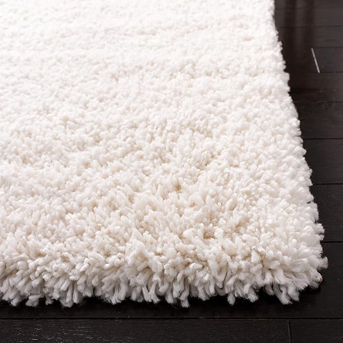 SAFAVIEH Fontana Shag Collection Runner Rug - 2'3" x 8', Ivory, Solid Design, Non-Shedding & Easy Care, 2-inch Thick Ideal for High Traffic Areas in Living Room, Bedroom (FNT800A)
