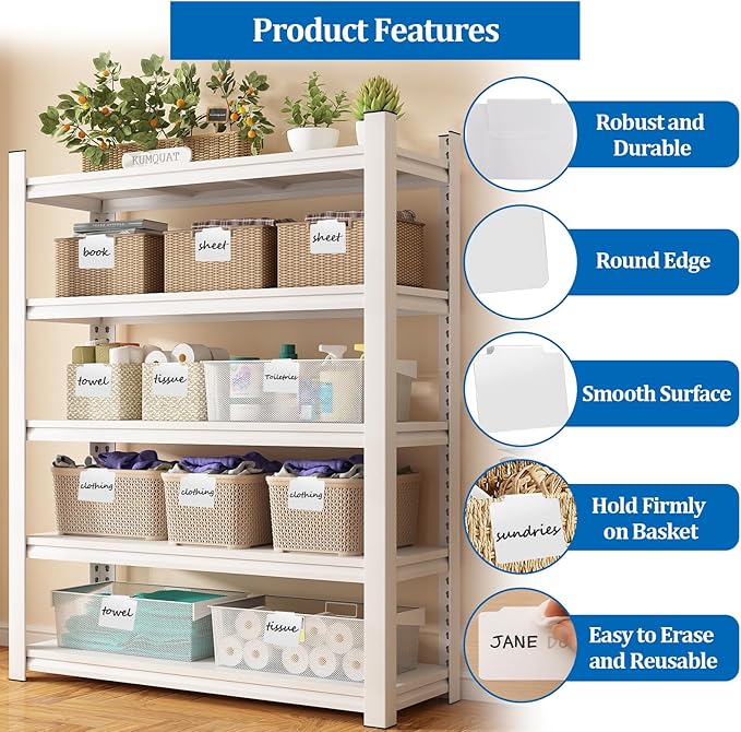 20 PCS Basket Labels,Clip On PVC Labels with Pen for Storage Bins, Removable Label Holders,Basket Tags