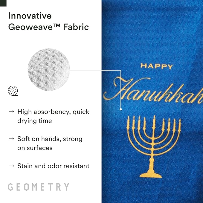Christmas Kitchen Towels - Quick Dry Microfiber Cloth Dish Towels for Kitchen Drying - Premium Quick Dry Towel (Happy Hanukkah, 1 Pack)