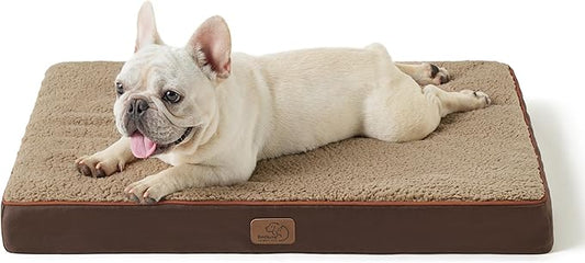 Bedsure Dog Bed Medium Size Dog - Comfy Flat Puppy Beds with Removable Washable Cover, Orthopedic Egg Crate Foam Pet Mat, Suitable for Pet Up to 30 lbs