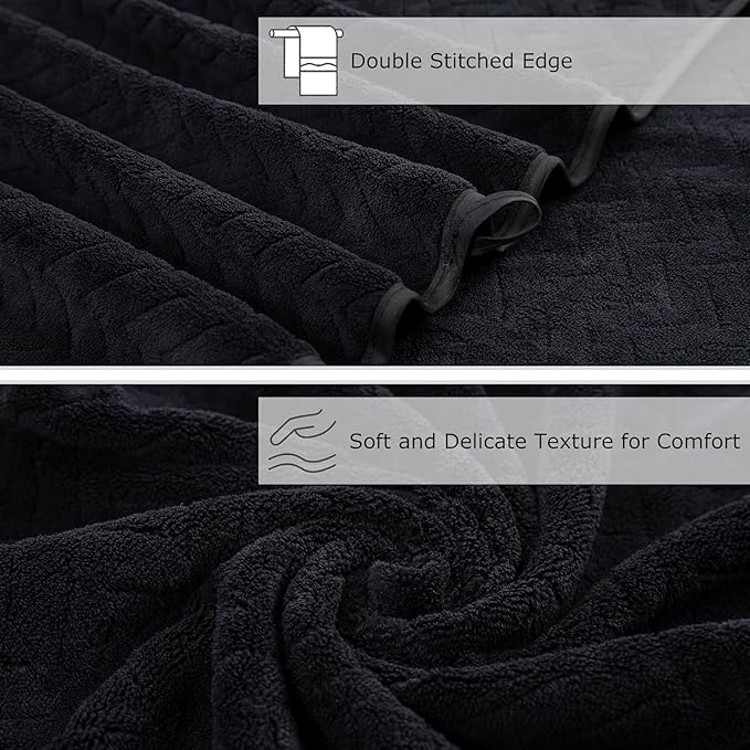 Oversize Bathroom Towels Set, Bath Towels Set 600 GSM Microfiber, 35x70 inches Bath Sheet Premium Naturally,Soft Absorbent Extra Large Bath Towels, Machine Washable Towel(Black, 4PCS)