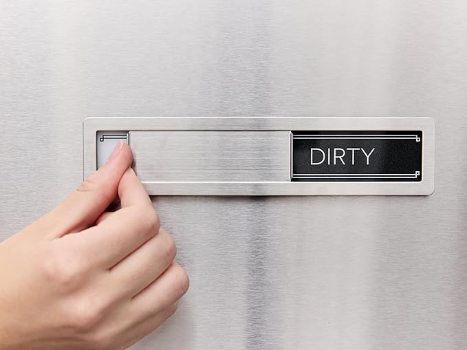 Stainless Steel Clean Dirty Magnet for Dishwasher, Magnetic Dishwasher Clean Dirty Sign with Protective Backing & Adhesives, Kitchen Organizers Decor, Premium Dirty Clean Dishwasher Magnet
