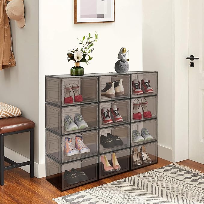 Shoe Showcase,Acrylic Shoe Display Case,Shoe Box,Shoe Boxes Stackable,Sneaker Display Case,Shoe Collection Display,Large Shoe Storage Boxes Organizers for Closet,Drawer Organize Unit,for Clothes