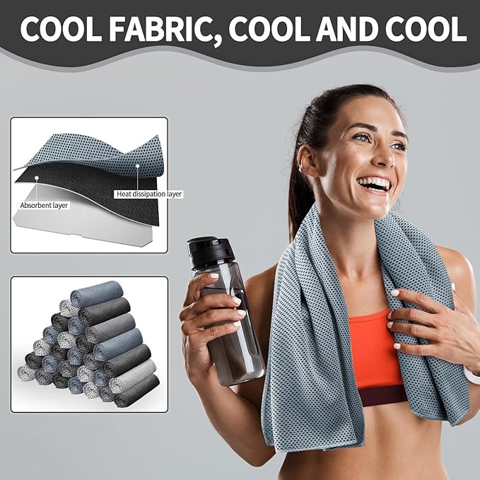 Cooling Towel Bulk - Neck & Face Cool Chilly Towels Microfiber Breathable Sport Sweat Rag for Gym, Yoga, Travel, Camping, Running, Outdoor