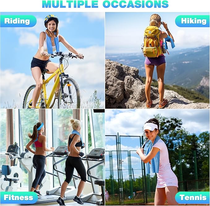 10 Pack Cooling Towels, Sweat Towels Cooling Towels for Neck and Face, Microfiber Towel Soft Breathable Towel for Gym, Yoga, Camping, Running, Fitness, Workout & More Activities(32"x12")