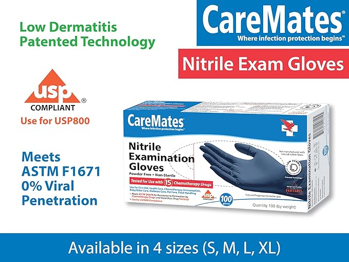 Nitrile Medical Exam Gloves, Latex Free Rubber, Powder Free, Extra Strong, 4 Mil Thick, Certified for Home Infusion, First Aid, Food Safe, Cleaning Gloves, Small, 200-Count
