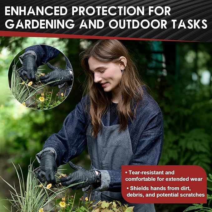 M68 Black Nitrile Gloves - 4 MIL Thick, Latex & Powder Free, Textured Fingertips, Chemical-Resistant, Disposable, Non-Sterile
