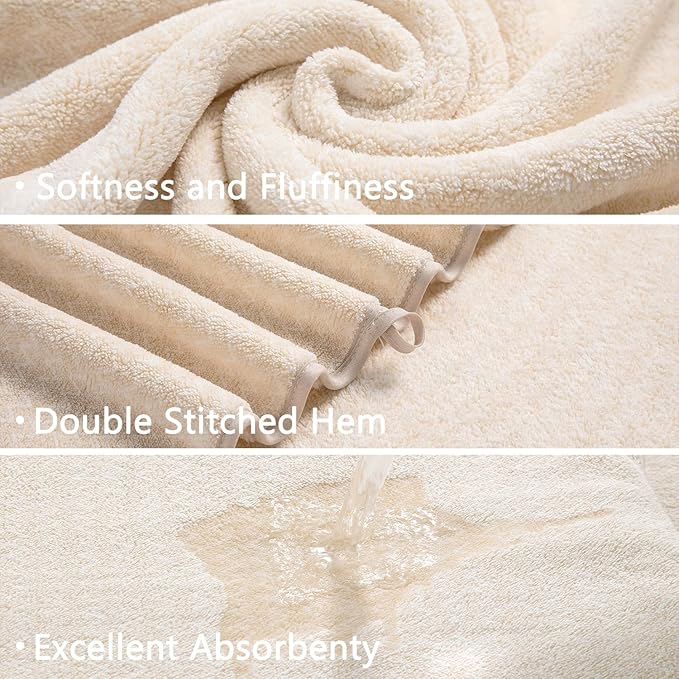 18 Piece Bath Towels Set,100% Microfiber Family Bathroom Towel with Hanging Loops-6 Bath Towels,6 Hand Towels,6 Washcloths,Quick Dry Highly Absorbent Shower Towel for Bathroom,Hotel,Spa-Beige