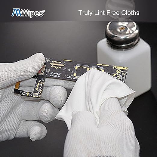 AAwipes Cleanroom Microfiber Wipes Knitted Superfine 6"x6" (100 Counts/Bag, 180gsm, Polyester-Polyamide) Lint Free Cloths for Fiber Optics, Ultrasonic Sealed Edge, Class 100 Cloths (MC18006)