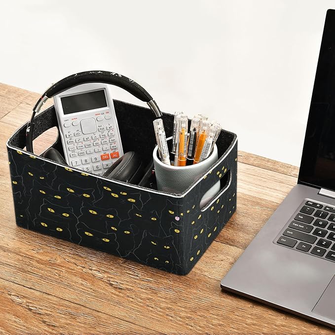 Kcldeci Black Cat Storage Bins Baskets for Organizing, Sturdy Storage Basket Foldable Storage Baskets for Shelves Closet Nursery Toy