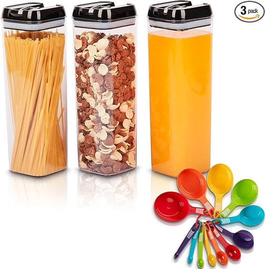 Airtight Food Storage Containers Durable Food Containers to Keep Food Fresh – Tidy Your Kitchen Using Our Pantry Storage – Airtight Containers for Organizing - 3pc set