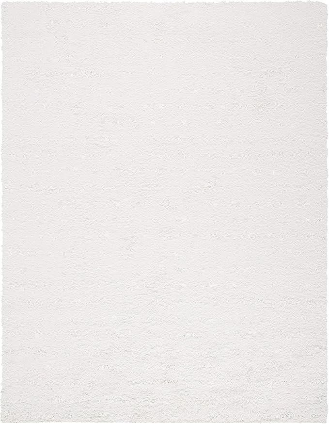 SAFAVIEH Area Rug 8x10 - August Shag Collection - Large - White, Solid Pattern, Non-Shedding & Easy Cleaning, Plush Thick Pile, Ideal for Living Room, Bedroom, Dining Space (AUG200A)