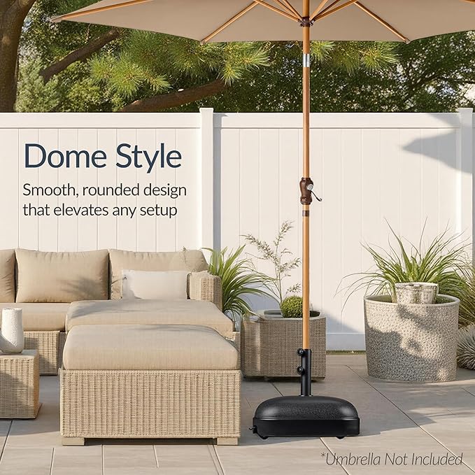 Best Choice Products 123lb Capacity Fillable Mobile Umbrella Base, Heavy Duty Market Stand for Patio, Deck, Poolside, Easy to move w/ 4 wheels - Dome Square Black