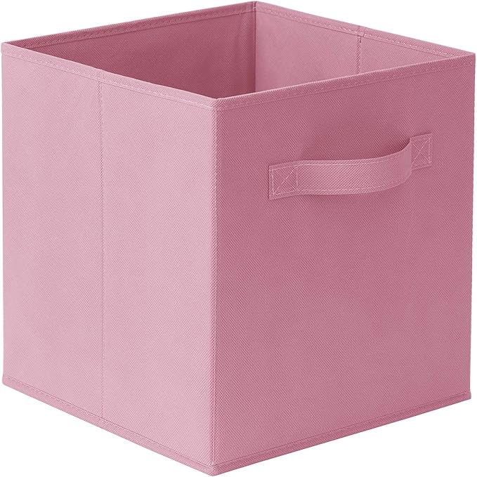 Casafield Set of 6 Collapsible Fabric Cube Storage Bins, Light Pink - 11" Foldable Cloth Baskets for Shelves, Cubby Organizers & More