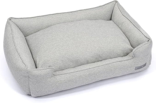 Jax & Bones Dog Bed Lounge - Machine Washable Bed for Dogs - Extra Heavy Duty Bolstered Sides - Large Grey Dog Mat Beds | 39 x 32 Inches