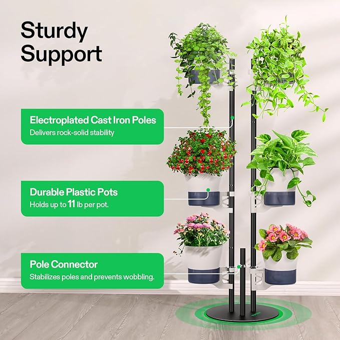 Metal Plant Stand and 70oz Pump Sprayer, Portable Water Spray Bottle for Spraying Plants, Flowers, Weeds and Cleaning, Hand Pump with Side Filling Port