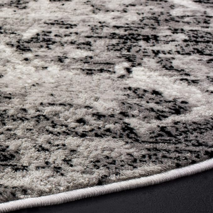 SAFAVIEH Skyler Collection 4' Round Charcoal/Ivory SKY186L Modern Abstract Non-Shedding Living Room Dining Bedroom Foyer Area Rug