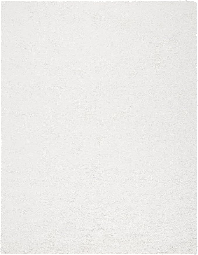 SAFAVIEH August Shag Collection Area Rug - 10' x 14', White, Solid Design, Non-Shedding & Easy Care, 1.5-inch Thick Ideal for High Traffic Areas in Living Room, Bedroom (AUG200A)