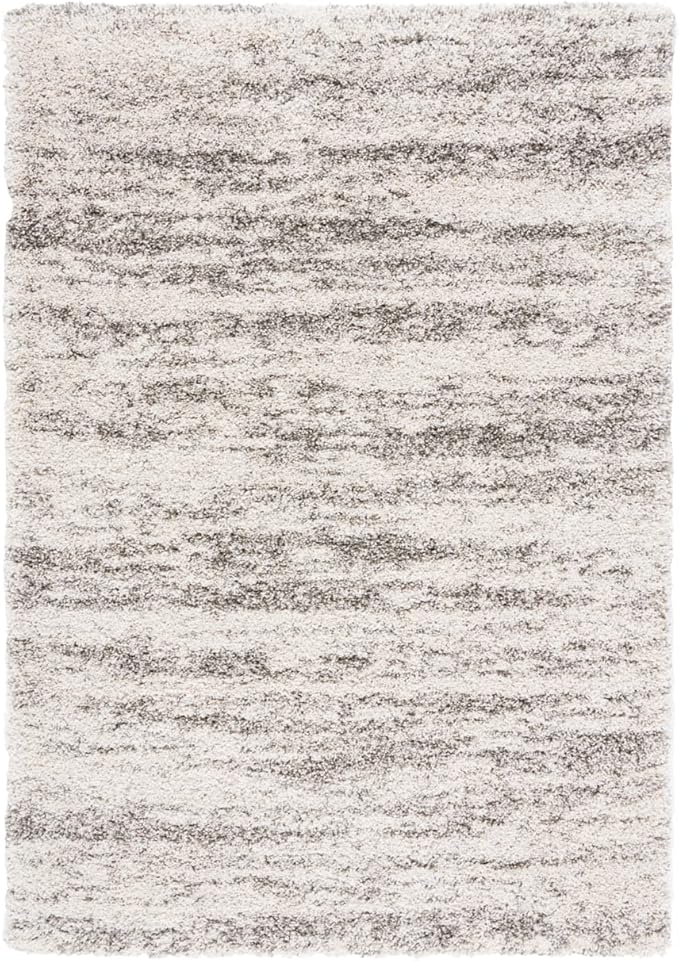 SAFAVIEH Hudson Shag Collection Accent Rug - 2' x 3', Ivory & Grey, Modern Design, Non-Shedding & Easy Care, 2-inch Thick Ideal for High Traffic Areas in Entryway, Living Room, Bedroom (SGH206A)