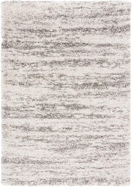 SAFAVIEH Hudson Shag Collection Accent Rug - 2' x 3', Ivory & Grey, Modern Design, Non-Shedding & Easy Care, 2-inch Thick Ideal for High Traffic Areas in Entryway, Living Room, Bedroom (SGH206A)
