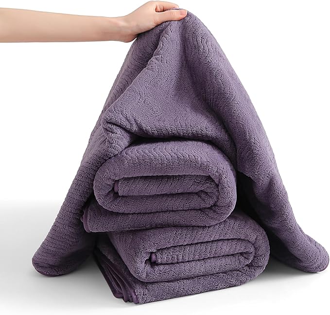 4 Piece Extra Large Bath Towel 35"x70" Oversized Bath Sheet Bath Towel Set for Bathroom Ultra Soft Cozy Highly Absorbent Quick Dry Bathroom Towel for Spa Gym Hotel,Shower Towel for Daily Use,Purple