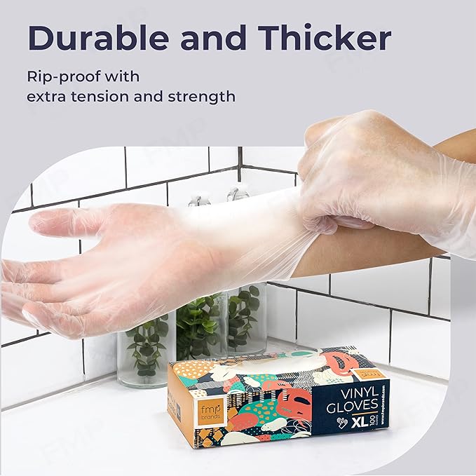 Fit Meal Prep 2000 Pack Disposable Latex Free Extra Large Vinyl Food Prep Gloves - Powder Free, Ideal for Kitchen, Bathroom, Household, Gardening