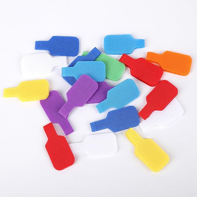 32 Pcs Cable Labels Tags with Writable Surface, 8 Colors Cord Labels for Electronics, Markers Tags for Labeling, Wire, Electrical, Ethernet Cable, Charging Cord Identifiers Management