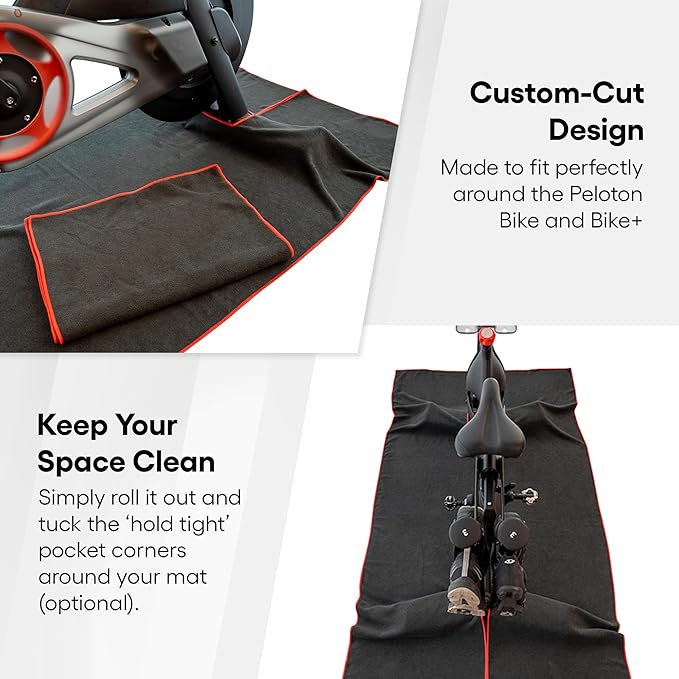 Mat Sweat Towel for the Original Peloton Bike & Bike+ and Cross Training Bike & Bike+, Accessories for Peloton Bike, Washable Mat Towel, Indoor Cycling Floor Mat for Intense Hill Climbs and Workouts