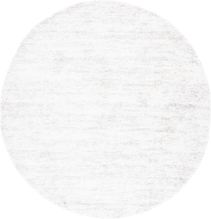 SAFAVIEH Berber Shag Collection Area Rug - 10' Round, Ivory & Light Grey, 1.2-inch Thick Ideal for High Traffic Areas in Living Room, Bedroom (BER563F)