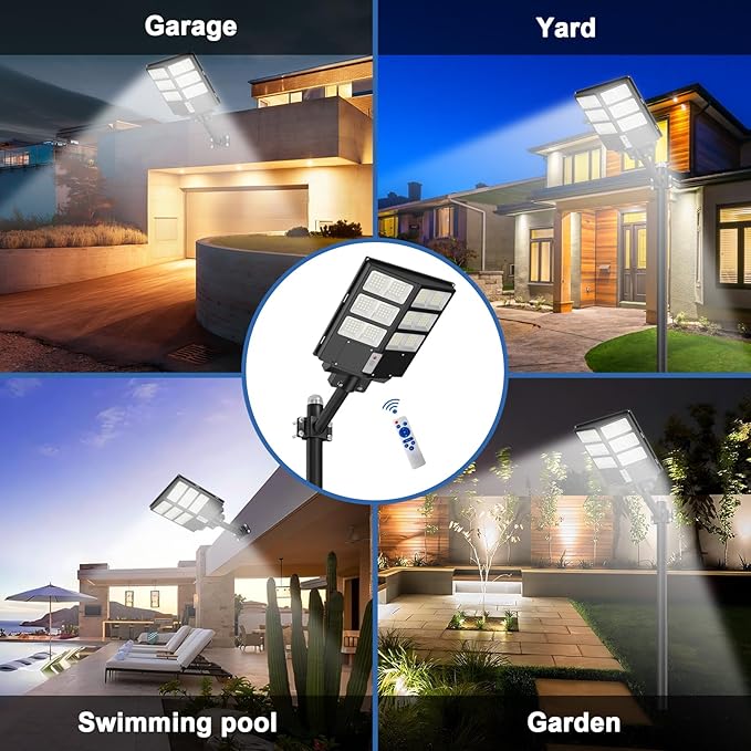 Solar Street Light, 4000W Solar Flood Lights Outdoor Waterproof 450000LM Commercial Parking Lot Light with Motion Sensor