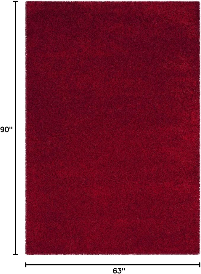 SAFAVIEH Santa Monica Shag Collection 5'3" x 7'6" Red SGN725 Solid Non-Shedding Living Room Bedroom Dining Room Entryway Plush 2-inch Thick Area Rug